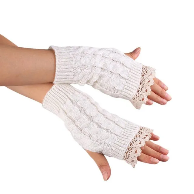 Feitong Winter Mittens Women Woolen Knitted Fingerless Gloves Women Hand Arm Warm Glove Mitts Lady Outdoor Sports Gloves #JOYL