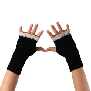 Feitong Winter Mittens Women Woolen Knitted Fingerless Gloves Women Hand Arm Warm Glove Mitts Lady Outdoor Sports Gloves #JOYL