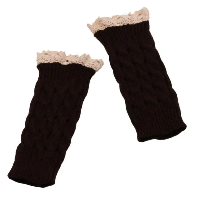 Feitong Winter Mittens Women Woolen Knitted Fingerless Gloves Women Hand Arm Warm Glove Mitts Lady Outdoor Sports Gloves #JOYL