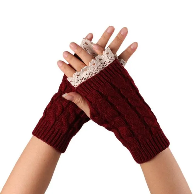 Feitong Winter Mittens Women Woolen Knitted Fingerless Gloves Women Hand Arm Warm Glove Mitts Lady Outdoor Sports Gloves #JOYL