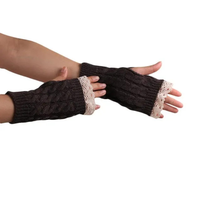 Feitong Winter Mittens Women Woolen Knitted Fingerless Gloves Women Hand Arm Warm Glove Mitts Lady Outdoor Sports Gloves #JOYL