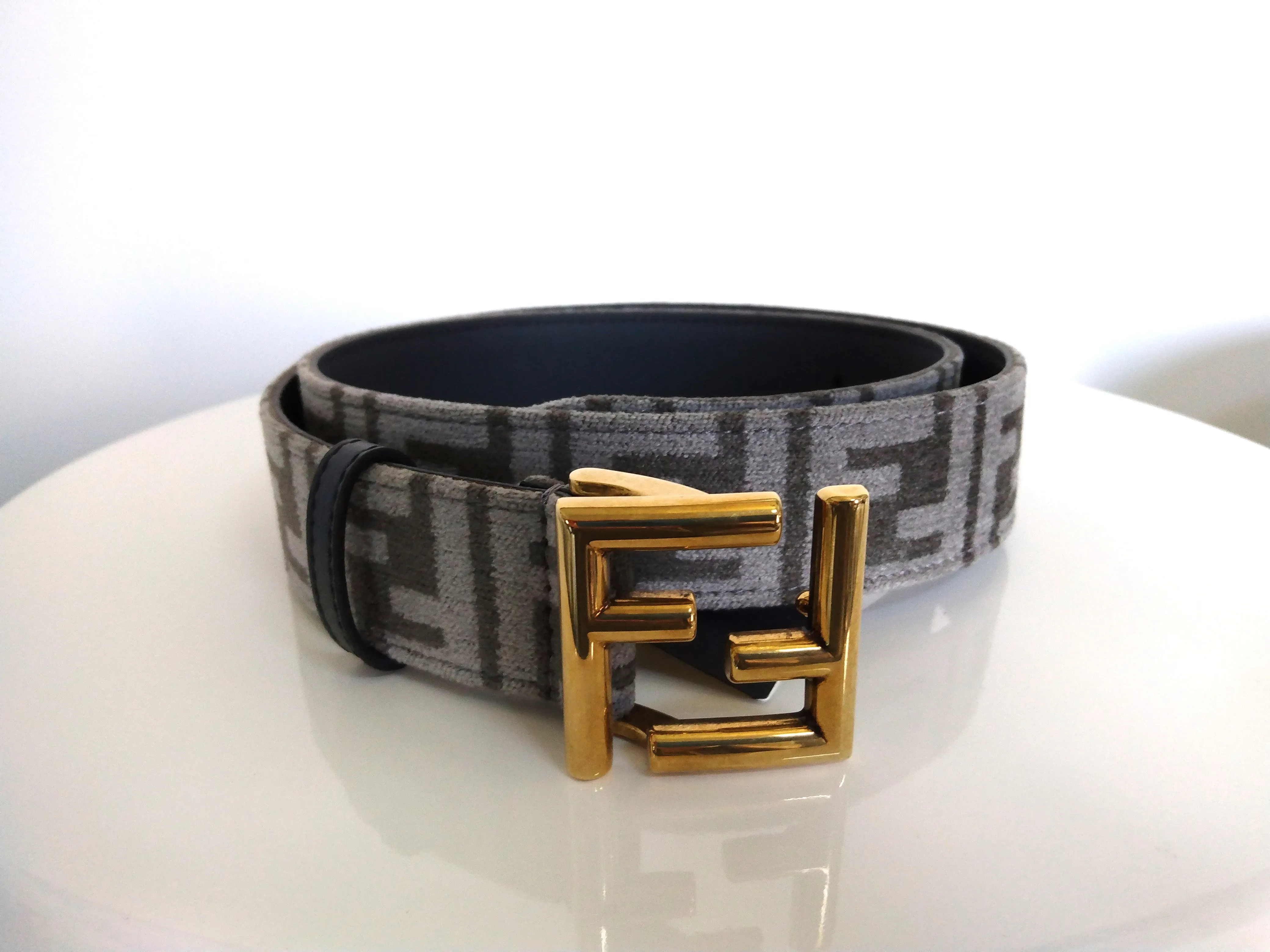 Fendi FF Anthracite Fabric Belt