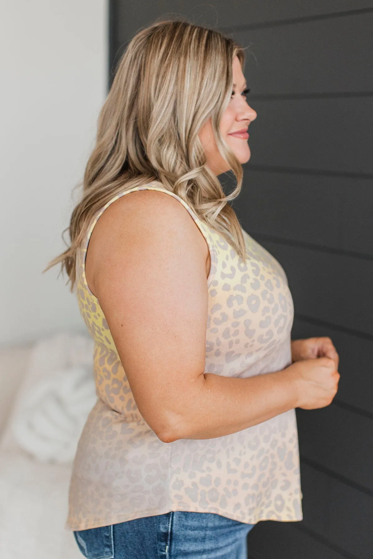 Fierce Beauty Printed Tank Top- Yellow & Blush