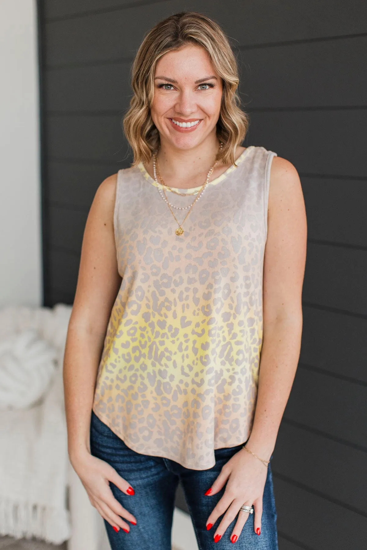 Fierce Beauty Printed Tank Top- Yellow & Blush