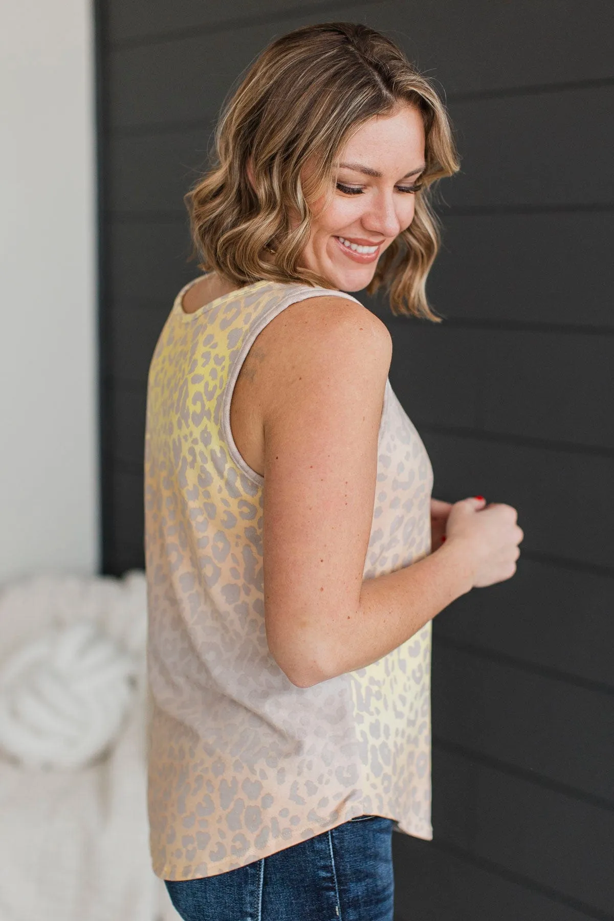 Fierce Beauty Printed Tank Top- Yellow & Blush