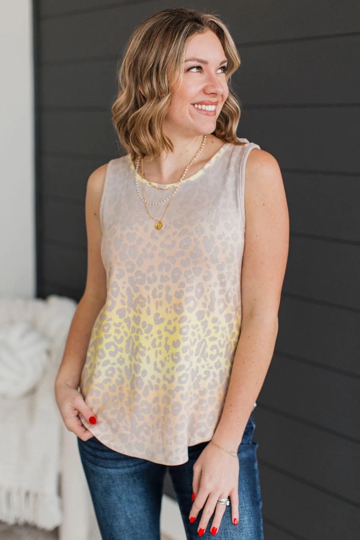 Fierce Beauty Printed Tank Top- Yellow & Blush