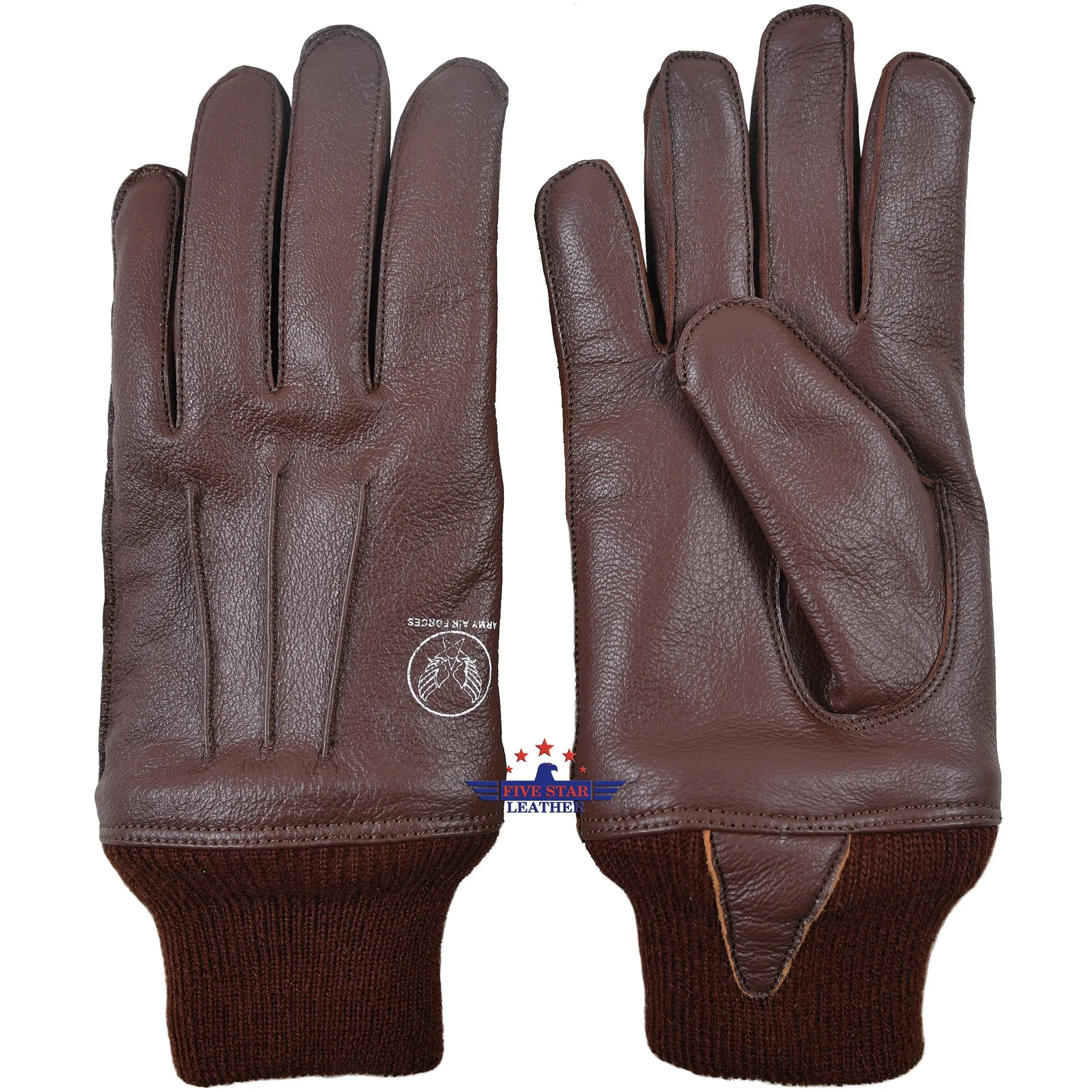Fivestar leather Repro Type A-10 Flying Winter U.S.A.A.F Goat Reddish Brown Gloves