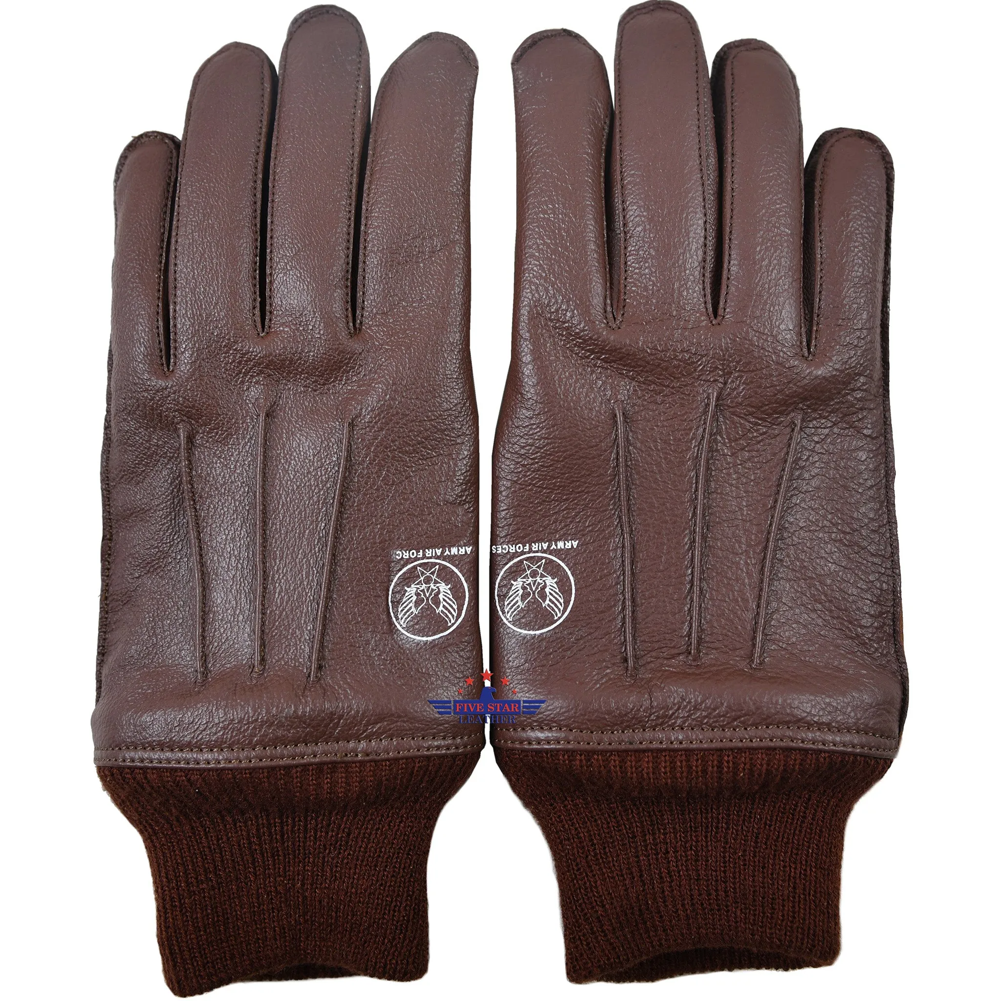Fivestar leather Repro Type A-10 Flying Winter U.S.A.A.F Goat Reddish Brown Gloves