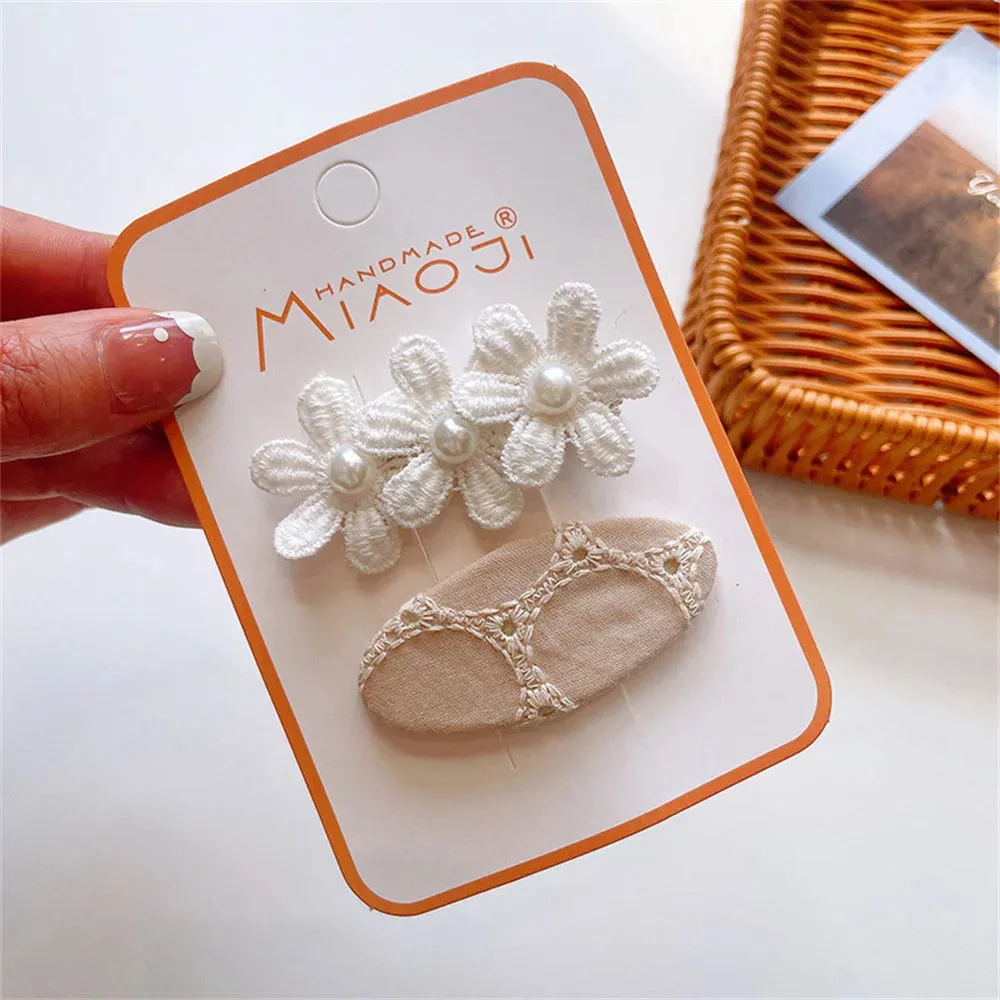 Floral Lace Embroidery Hair Clips