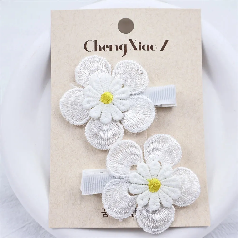 Floral Lace Embroidery Hair Clips