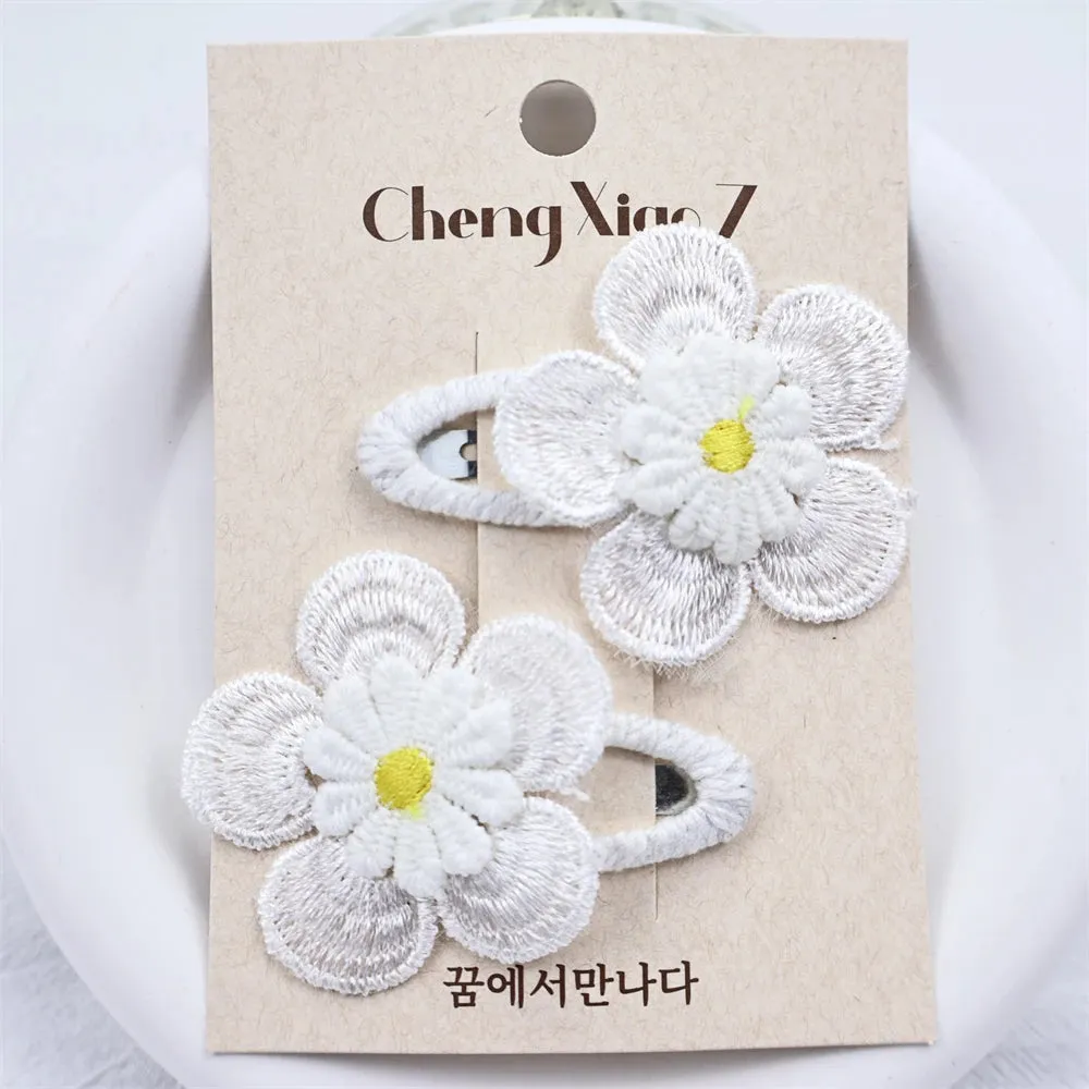 Floral Lace Embroidery Hair Clips