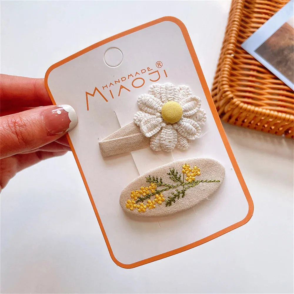Floral Lace Embroidery Hair Clips