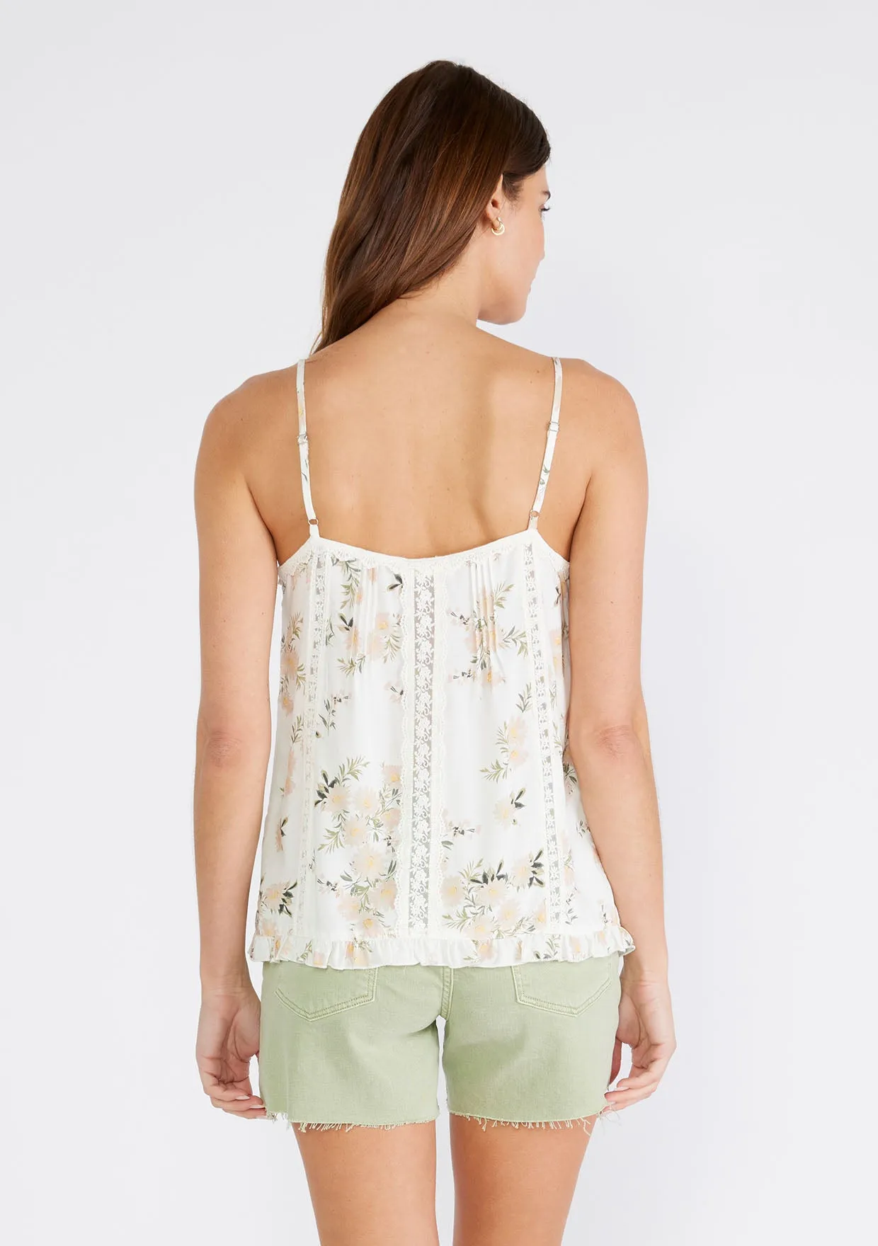 Floral Lace Spaghetti Strap V Neck Tank Top