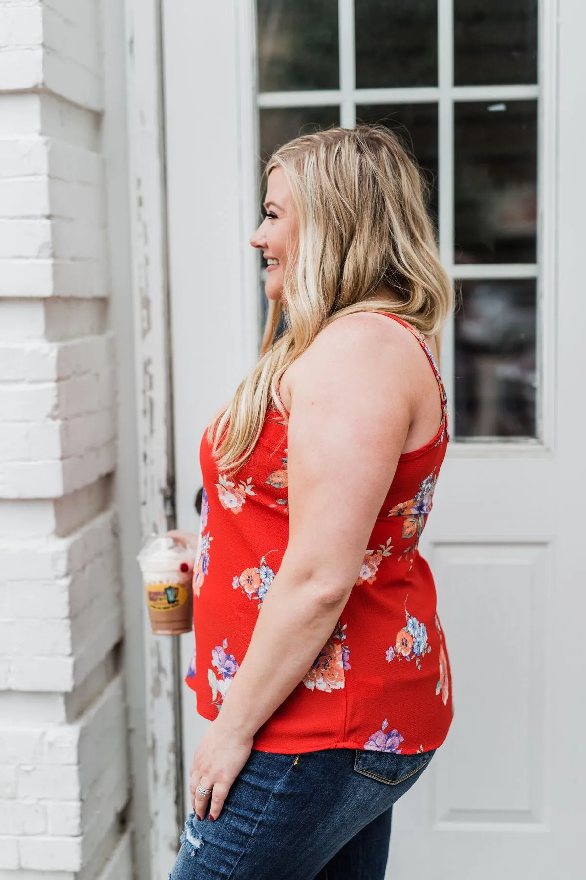 Floral Paradise Tank Top- Red
