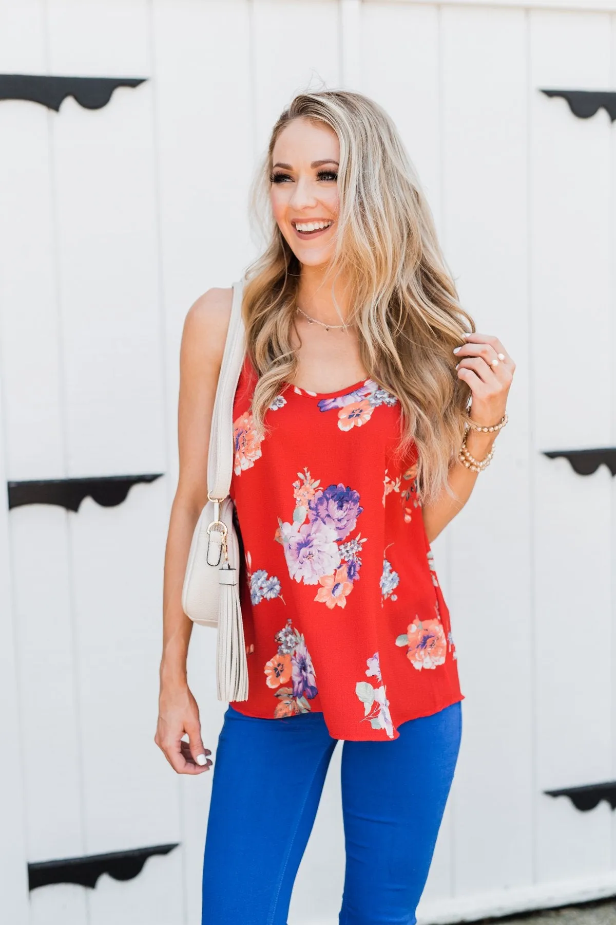 Floral Paradise Tank Top- Red