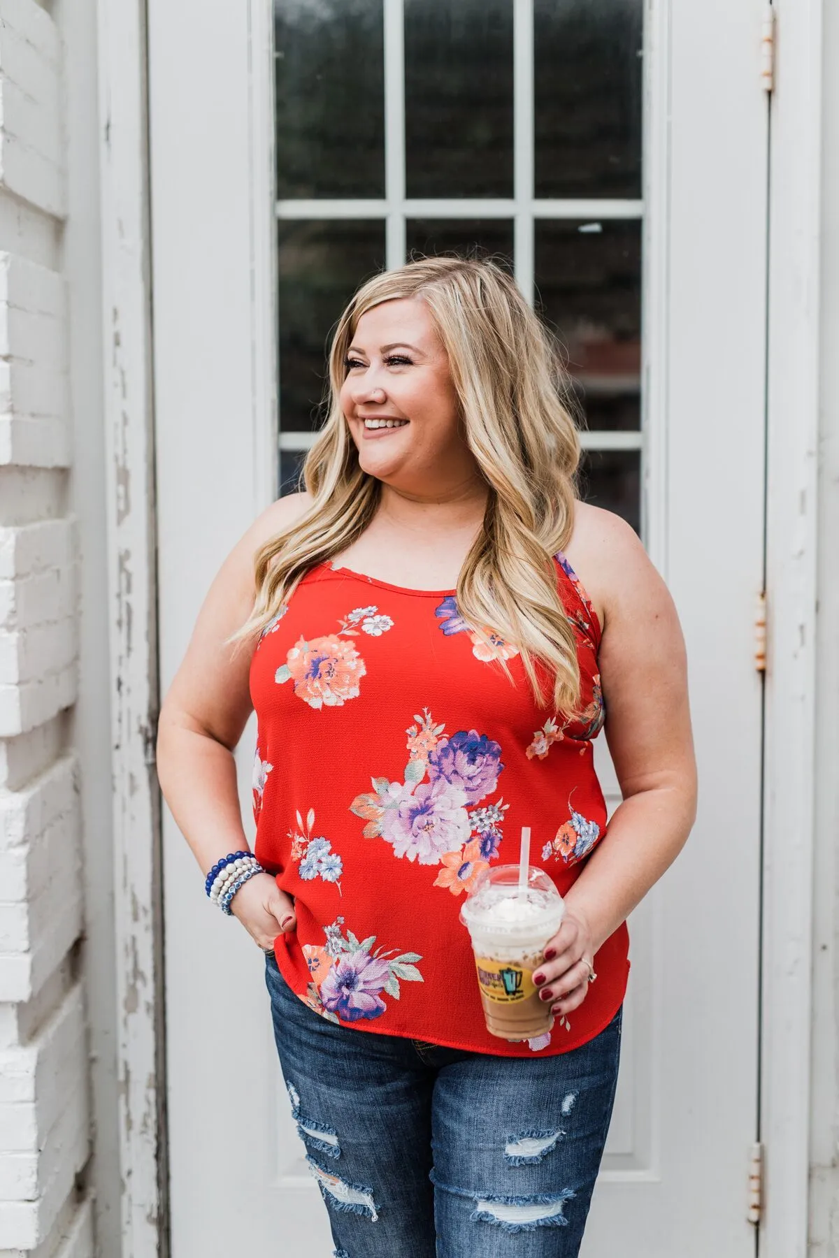 Floral Paradise Tank Top- Red