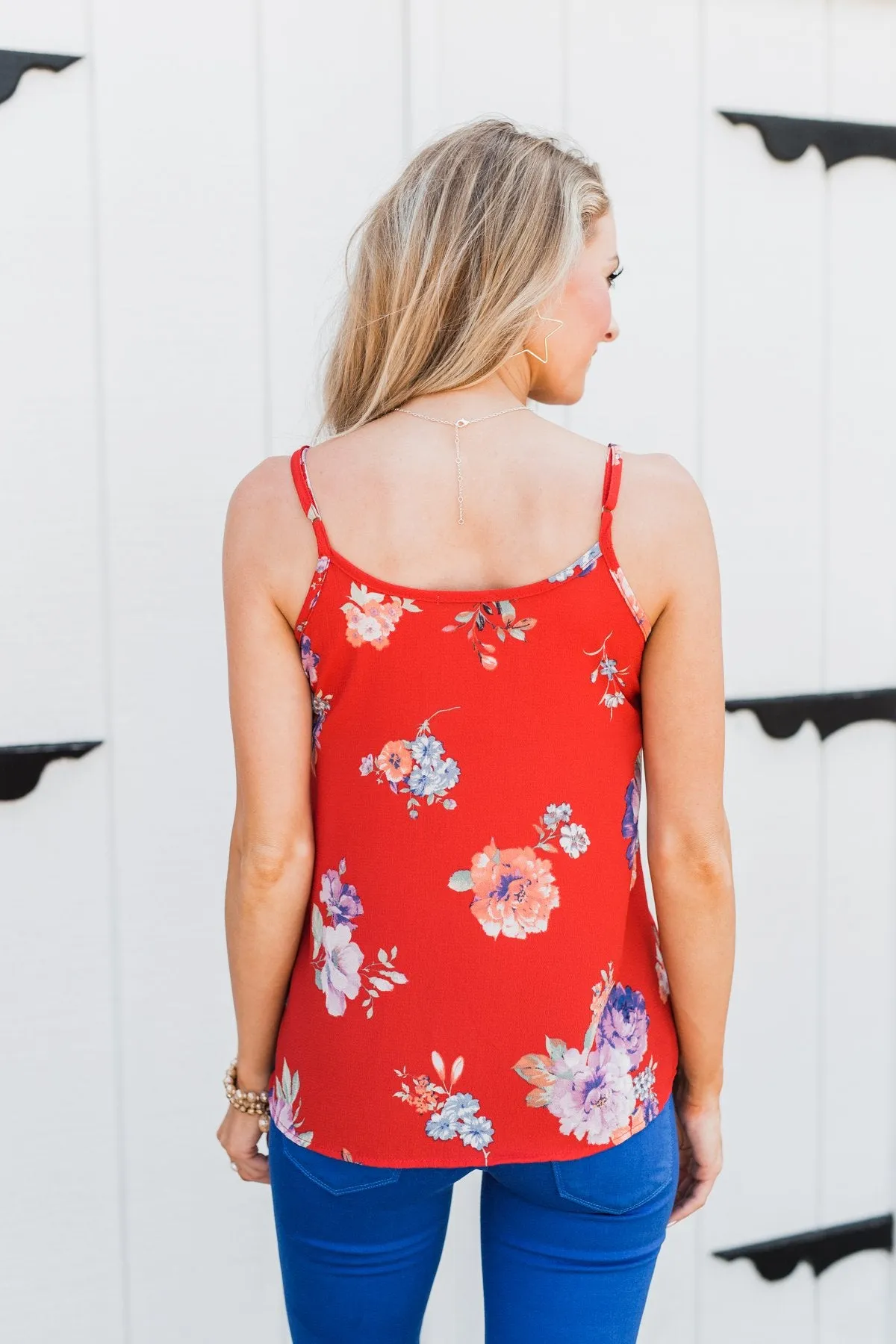 Floral Paradise Tank Top- Red