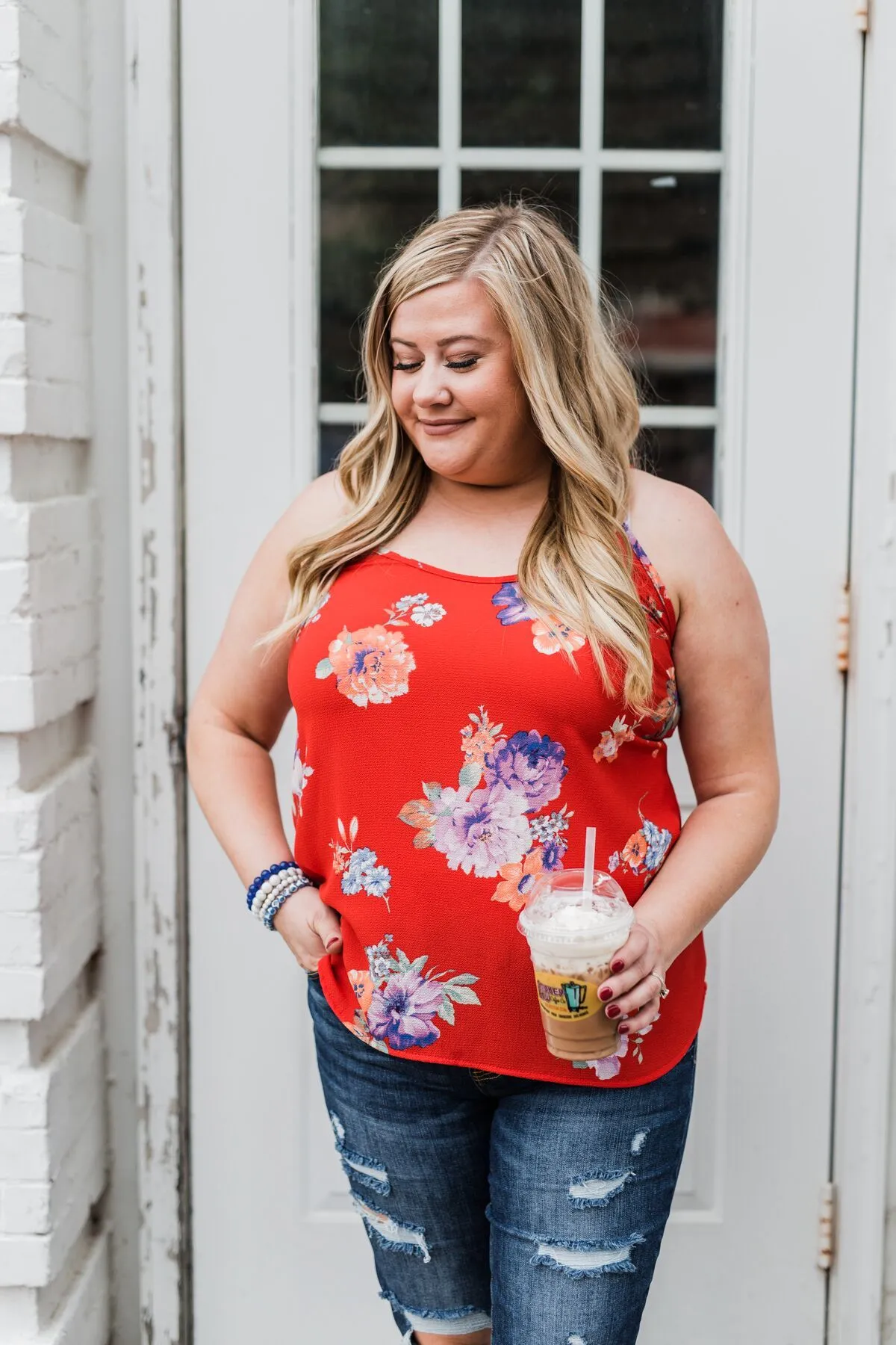 Floral Paradise Tank Top- Red