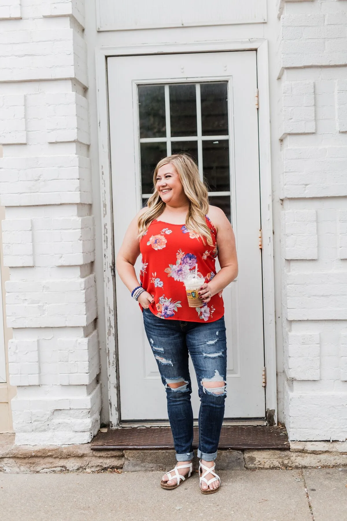 Floral Paradise Tank Top- Red