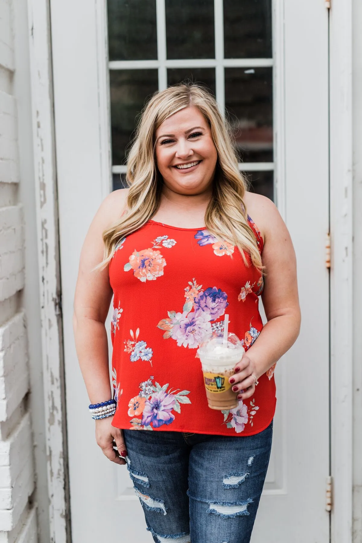 Floral Paradise Tank Top- Red