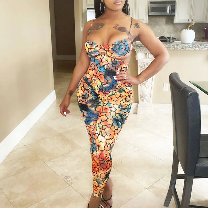Floral Print Spaghetti Strap Tube Top & Corset Pants Set