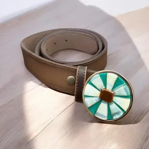 Flower Power Handblown Glass and Leather Belt