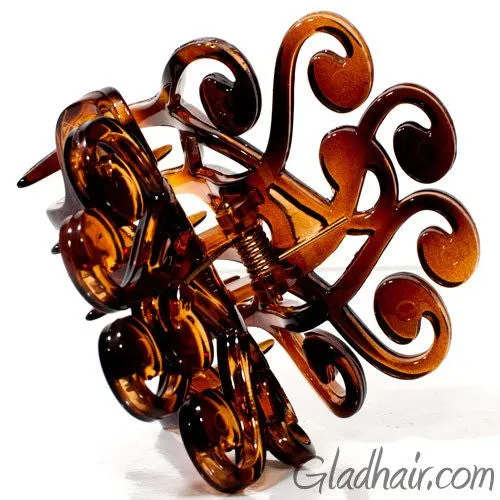 French Fancy Flat Tortoise Plastic Hair Clip