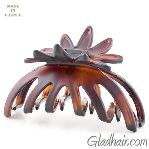 French Flower Tortoise Matt Shell Hair Claw