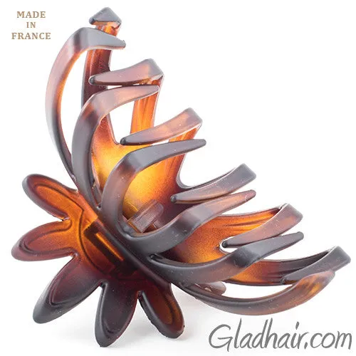 French Flower Tortoise Matt Shell Hair Claw