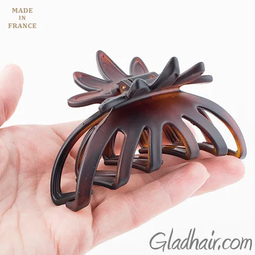 French Flower Tortoise Matt Shell Hair Claw