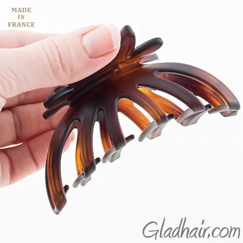 French Flower Tortoise Matt Shell Hair Claw