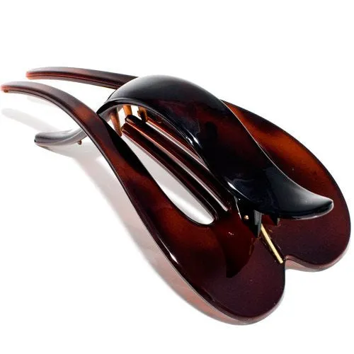 French Heart Shaped Tortoise Shell Hinge Beak Clip