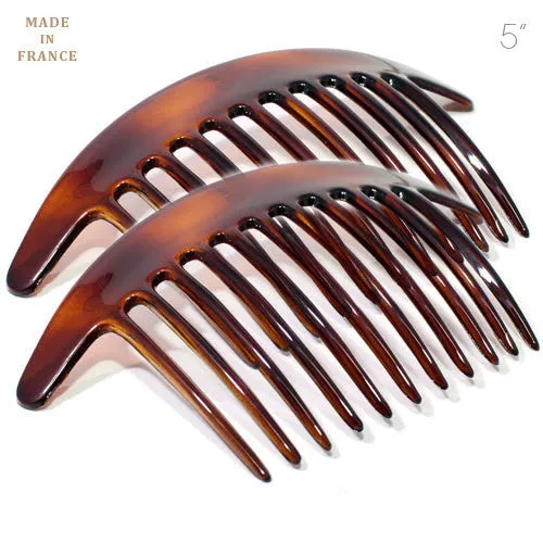 French Interlocking Combs Pony Tortoise Shell - Pair