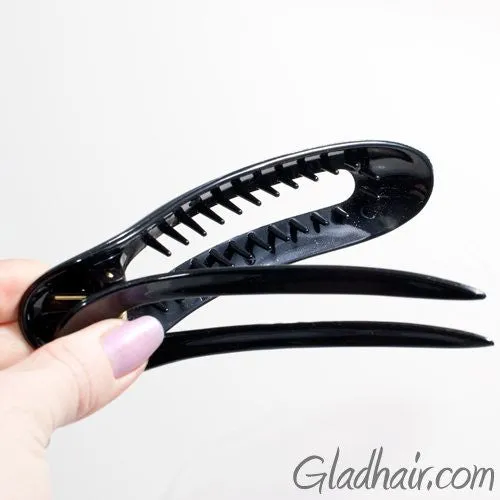 French  Large Open Oval Curved Fork Beak Plastic Salon Clip