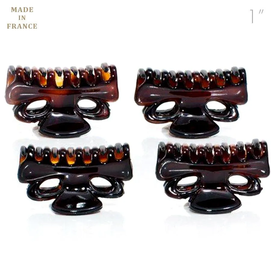 French Mini Hump Tortoise Hair Claw - Pack of 4