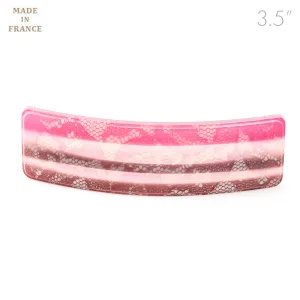 French Pink Color Barrette with Lace Design