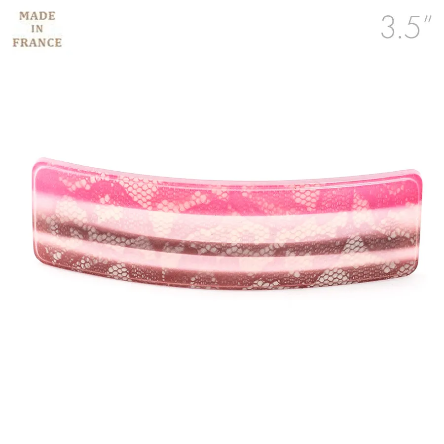 French Pink Color Barrette with Lace Design