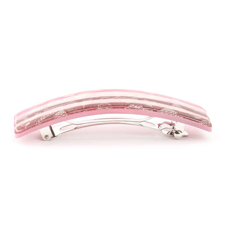 French Pink Color Barrette with Lace Design