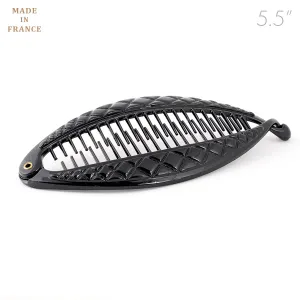 French Stitched Black Banana Hair Clip