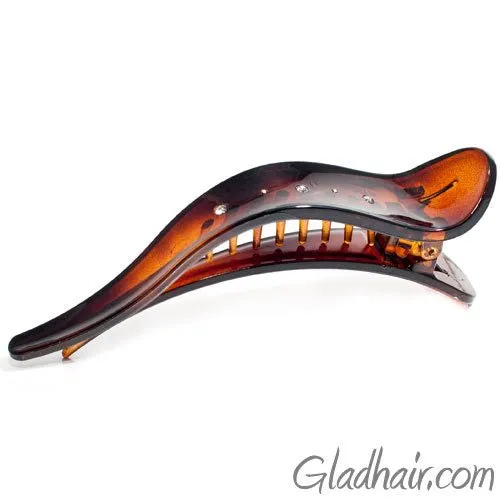 French Tort Beak Clip With Crystals And Studs - 1 piece