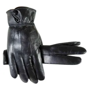 Full Hand Mens Black Leather Gloves for Winters -Touchscreen warm gloves - for Skiing or Driving