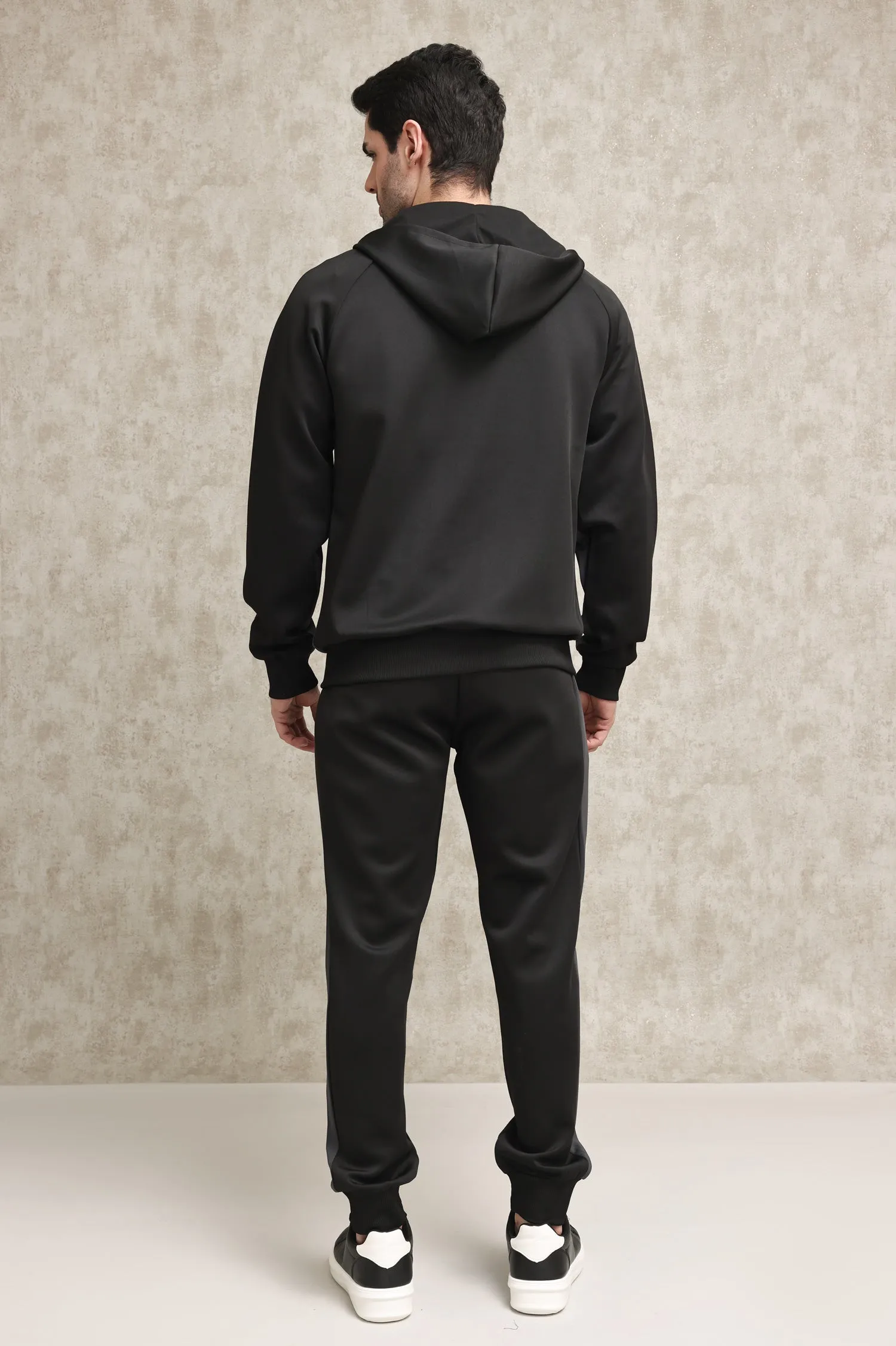 FULL-ZIP TRACKSUIT WITH CONTRAST PANEL DESIGN-BLACK-DARK-GREY