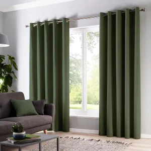 Fusion Cannes Eyelet Blackout Curtains - Bottle Green