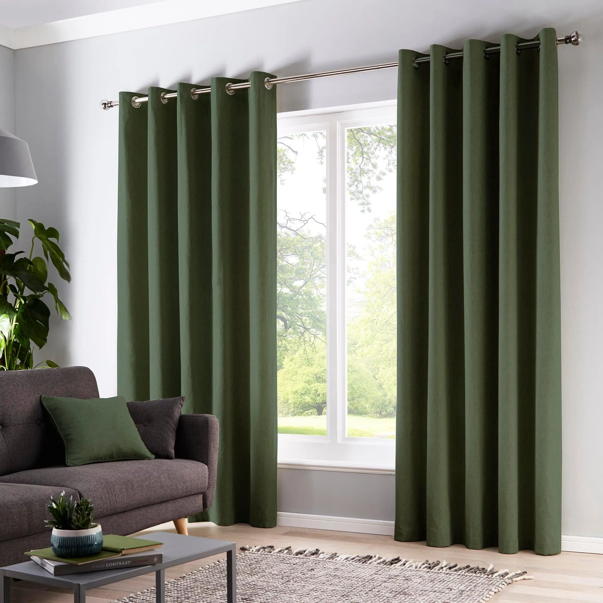 Fusion Cannes Eyelet Blackout Curtains - Bottle Green