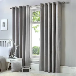 Fusion Cannes Eyelet Blackout Curtains - Silver