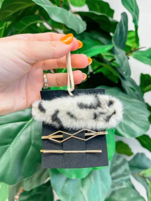 Fuzzy Leopard Hair Clip Set