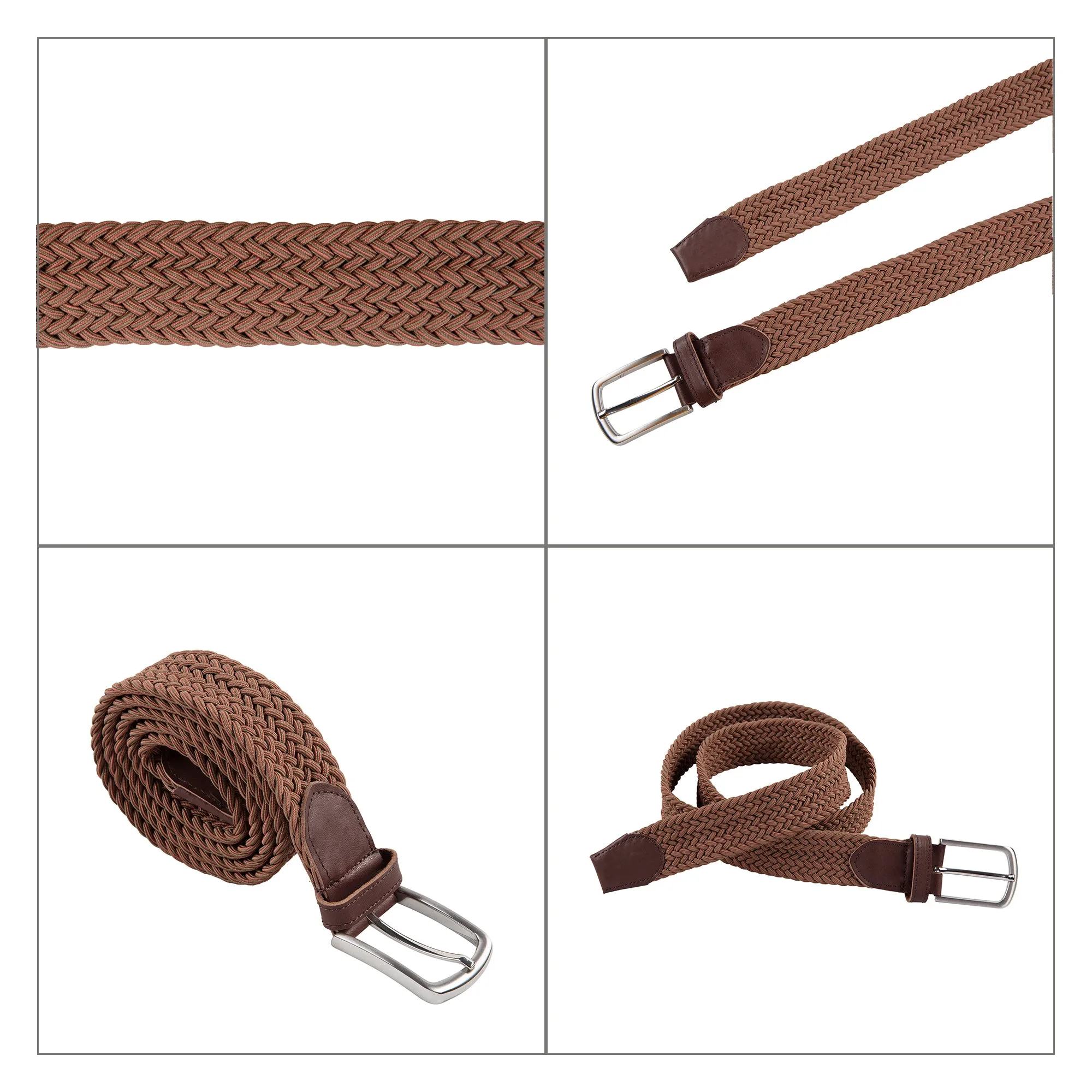 Genuine Leather Braided Flexible Detailed Elastic Belt X-Small/Small/Medium/Large/X-Large/XX-Large