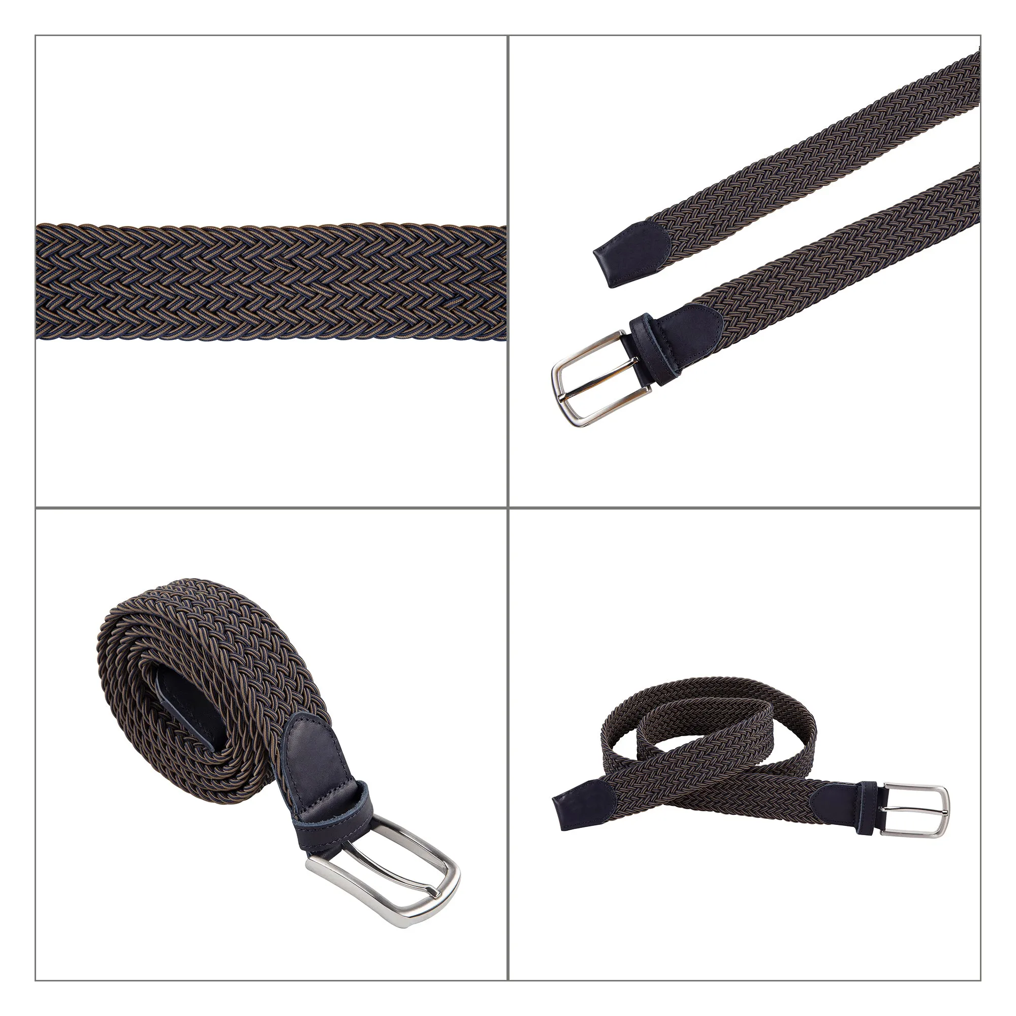 Genuine Leather Braided Flexible Detailed Elastic Belt X-Small/Small/Medium/Large/X-Large/XX-Large