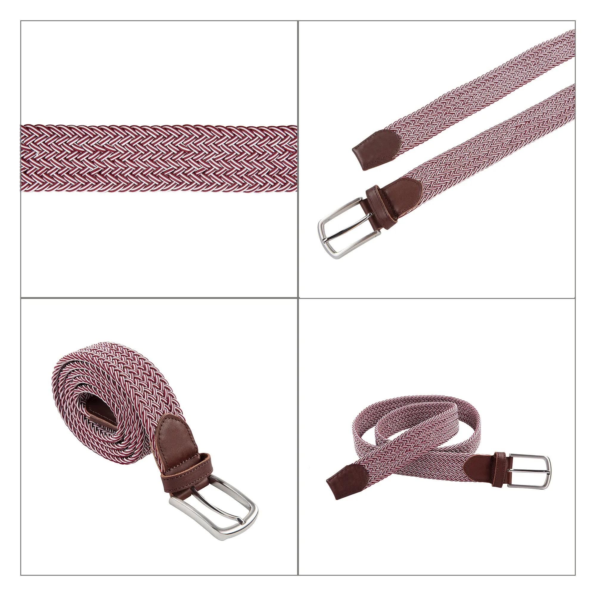 Genuine Leather Braided Flexible Detailed Elastic Belt X-Small/Small/Medium/Large/X-Large/XX-Large