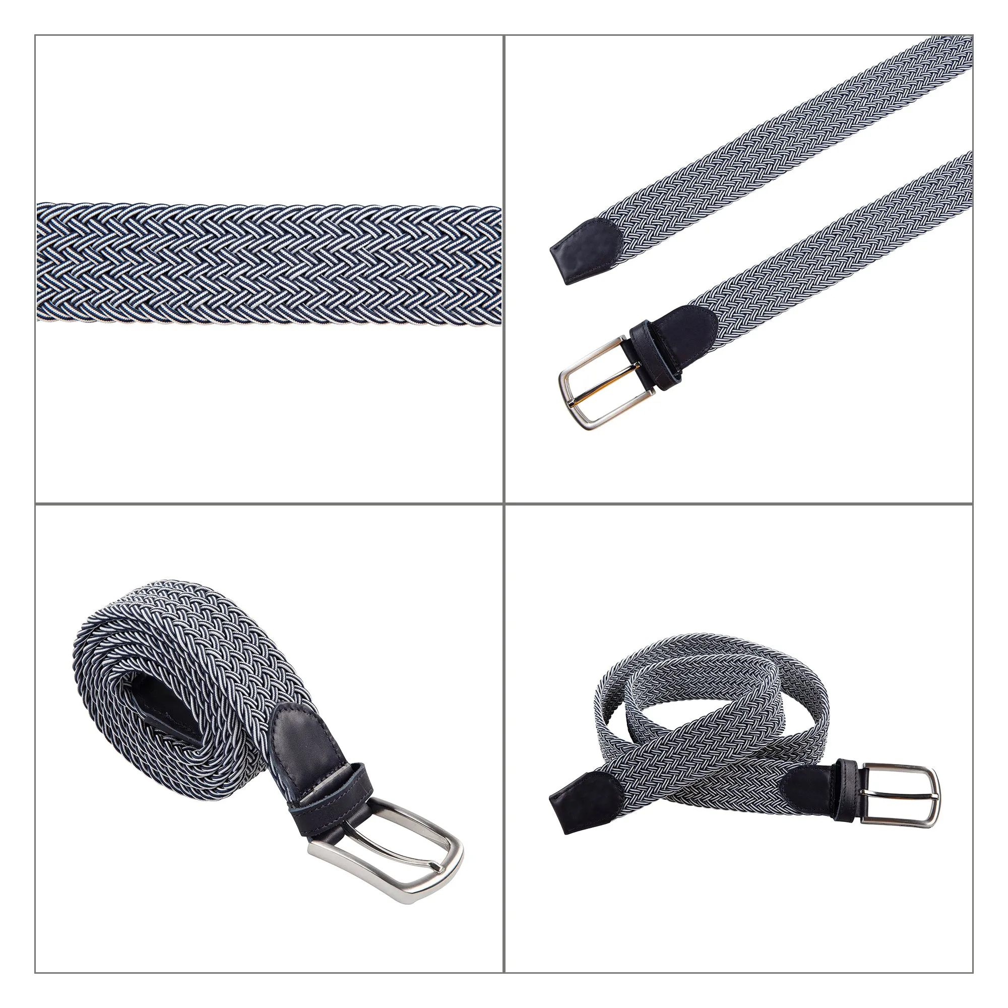 Genuine Leather Braided Flexible Detailed Elastic Belt X-Small/Small/Medium/Large/X-Large/XX-Large